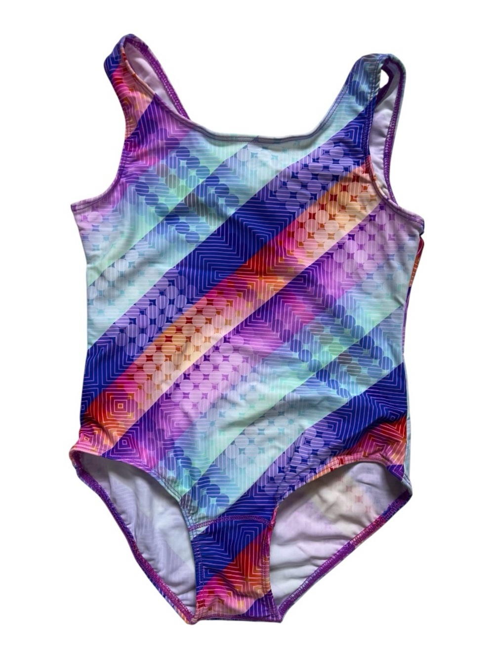 City Threads Purple Blue Pink Geometric Stripe One-Piece Swimsuit